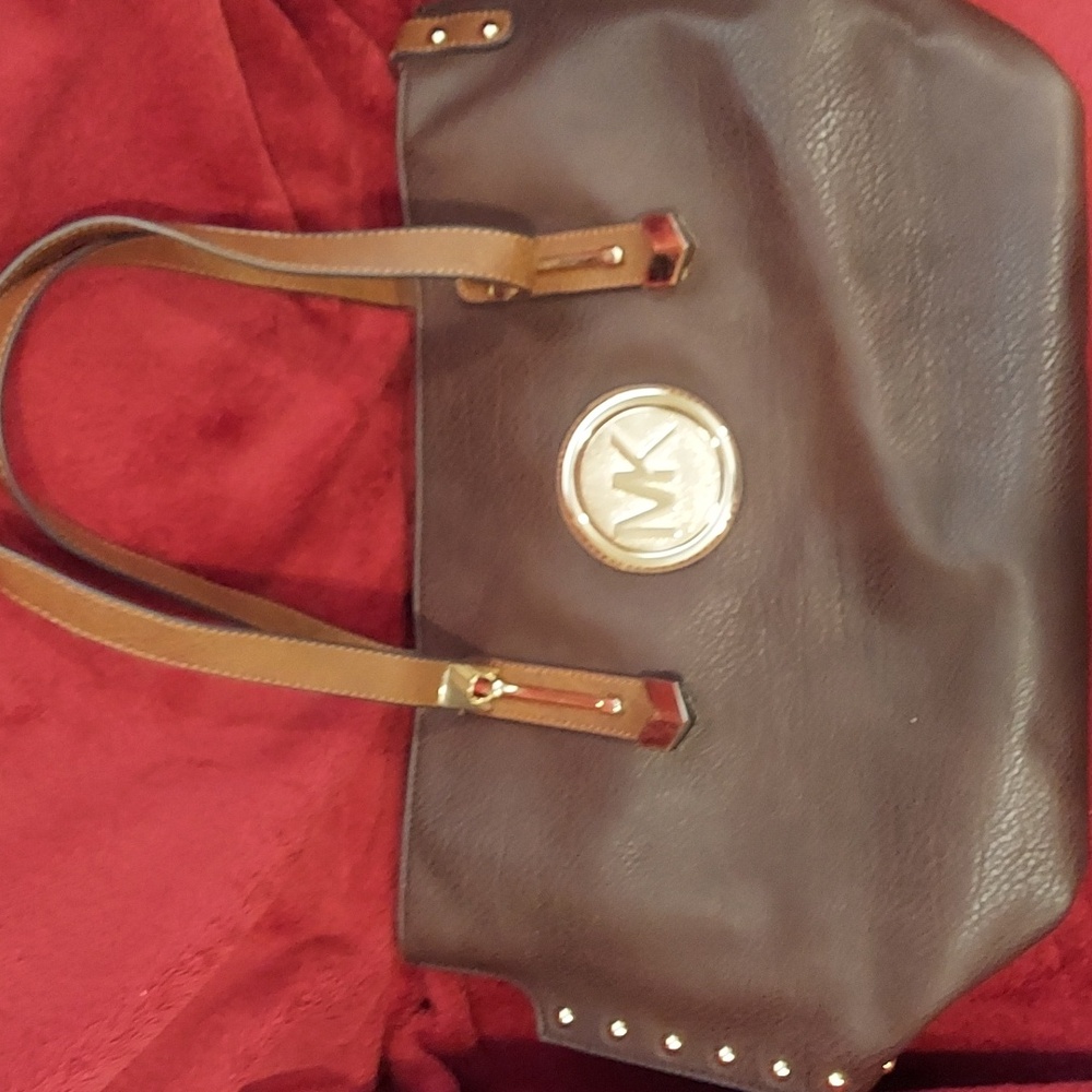 Chocolate Brown Tote with Gold Details